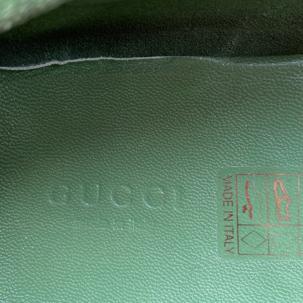 Gucci Green Suede Horsebit Moccasins with Pink Accent - Picture 6 of 7